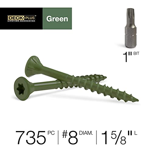 Deck Plus 48402 Wood Screws #10 x 2-1/2“, Green, 5lb Box & 48398 Wood Screws #8 x 1-5/8“, Green, 5lb Box