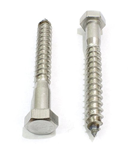 3/8" Stainless Flat Finish Washer 7/8" OD (100pc) and Hex Lag Bolt Screws by Bolt Dropper, 18-8 (304) Stainless Steel