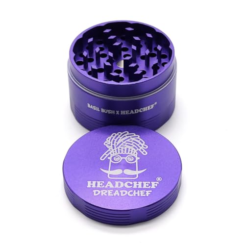 Headchef Dreadchef 4-Part Herb Grinder, 55mm, Sandblasted Finish, Multiple Colours (Blue Violet) Blue Violet