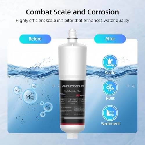 [Bundle]Mizudo Whole House Scale Inhibitor with 1 Pack Replacement Cartridge, Heater Water Softener for Aqua-Pure AP431 AP430SS