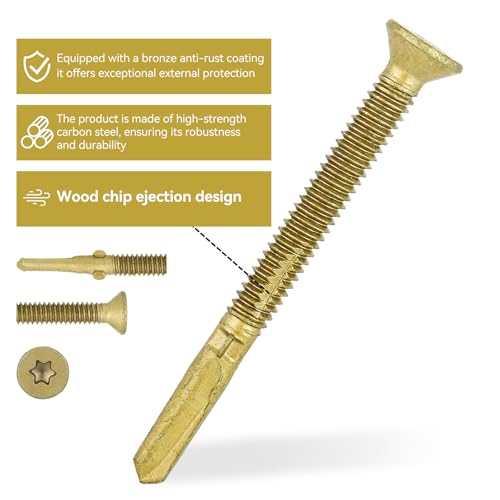 120Pcs#14 x 2-3/4" Trailer Deck Screws-T30 Torx Self-Tapping Screws for Trailers,Wood Metal,Truck Beds & Metal Framing with Reamer Tip 14 x 2-3/4-120