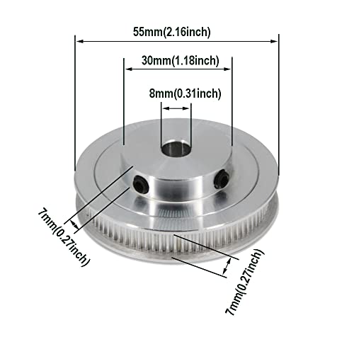 2GT Pulley 80 Teeth 8mm Bore 80T Timing Belt Pulley Synchronous Wheel Aluminum for Width 6mm Belt 3D Printers Parts, 4pcs/Pack(Size: 80T-8mm Bore)