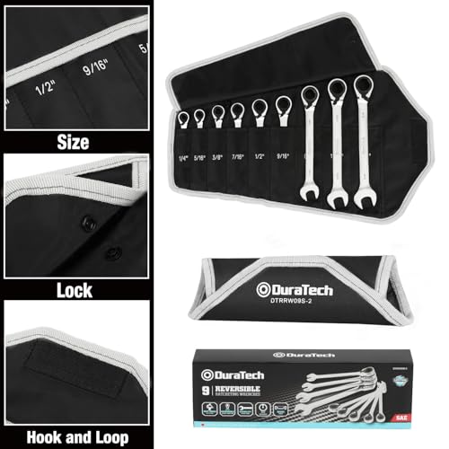 DURATECH Reversible Ratcheting Combination Wrench Set, SAE, 9-Piece