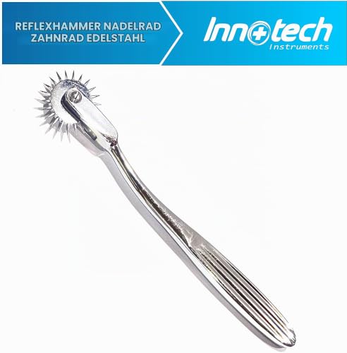 Innotech Diagnostic Reflex and Neurology Sensitivity Diagnostics 5-Piece Set with Nerve Wheel Reflex Hammer Bandage Scissors and Tuning Fork with 512 Hz and 128 Hz (Reflex Set)