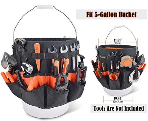 WELKINLAND 5 Gallon Bucket Tool Organizer, 47-Pocket 15L Bucket Tool Bag