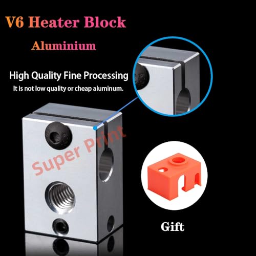 Super Print Upgrade Prusa i3 MK3 Hotend 24V 60W Kit,Upgrade V6 Bi-Metal Heatbreak,Heater Block Aluminum,V6 Brass Nozzle 0.4mm for Prusa i3 MK3,MK3S,MK3S+3D Printer for V6 Hotend Kit. Prusa MK3 hotend Brass Nozzle Kit