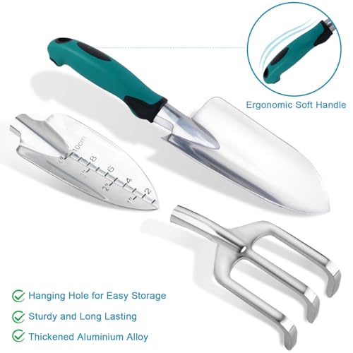 7 Piece Gardening Kit with Non Slip Ergonomic Handle + Garden Tools 7 Pack Garden Tool Set with Ergonomic Non-Slip Handle