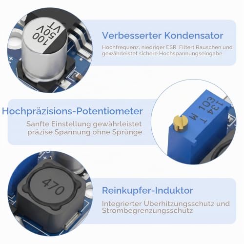LM2596S DC Converter, Adjustable Buck Converter, Step Down Module, 4 V ~ 38 V to 1.25 V ~ 36 V, Efficient Voltage Regulator Step Down Converter for DIY Power Supply Projects, Pack of 6