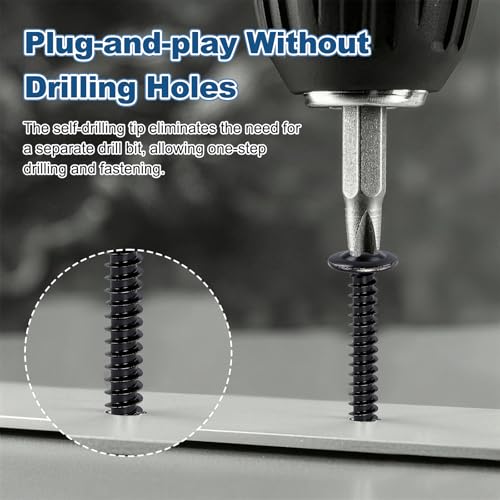200Pcs #10x1-1/4 Self-Tapping Sheet Metal Screws w/ PH2 Black