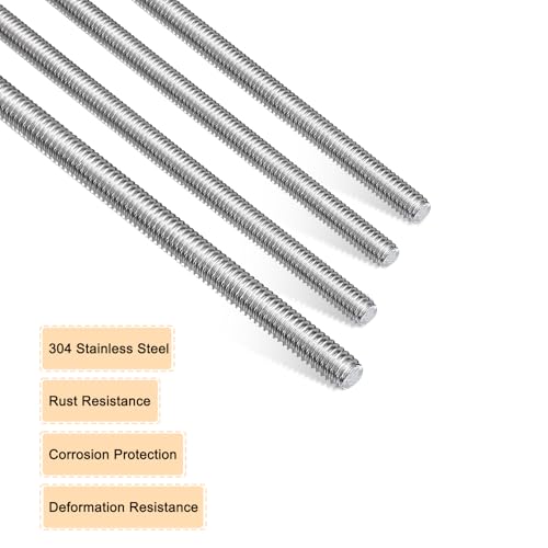 uxcell 20pcs 8/32 Inch M4 Threaded Rods with 40pcs Hex Nuts 18 Inch 304 Stainless Steel Full Threads Right-Hand Thread for Hangers, U-Bolts, and Beaded Garden Stake Rods, Silver 20