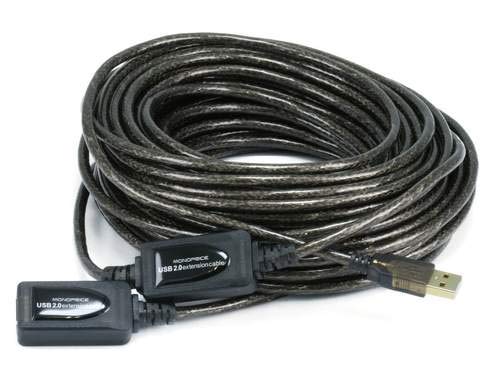 Monoprice USB 2.0 Male to Female Active Extension/Repeater Cable - Use with PlayStation, Xbox, Kinenct, Oculus VR, USB Flash Drive, Card Reader, Hard Drive, Keyboard, Printer, Camera, 32 Feet