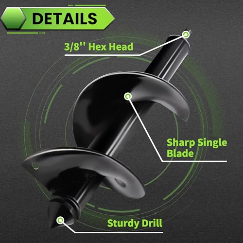5PCS Garden Auger Drill Bit Set - 1.6x9 &1.6x16& 4x12 &3.5x16 & 2x32 inch Black 5PCS-1.6x9 & 1.6x16 & 4x12 & 3.5x16 & 2x32 in