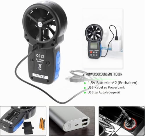 AIOMEST Bluetooth Anemometer Wind Meter with App, Portable Air Speed Meter AI-100APP with Data Logger, RLT System, Wind Gauge, Air Flow Meter, Carry Bag AI-100APP with Bluetooth app connection