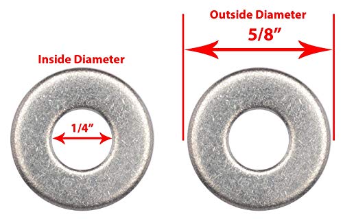 1/4" Stainless Steel Lock Nut and Washer Bundle (200 piece Pack, 100 of Each) By Bolt Dropper