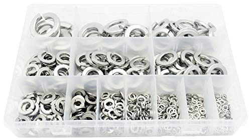540Pcs 13-Size 304 Stainless Steel Spring Lock Washers Assortment Kit- 3/4 5/8 9/16 1/2 7/16 3/8 5/16 1/4 12# 10# 8# 6# 4#