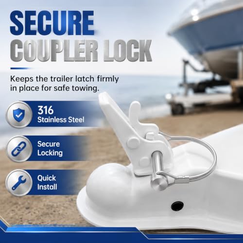 Hicarer 10 Pack 1/4" X 1.97"（6.3mm X 50mm） Safety Coupler Pins, Trailer Coupler Pin, 316 Stainless Steel Trailers Hitch Pin Heavy Duty Trailer Latch Pins with Wire Retainer for Boat Farm Equipment 1/4" X 1.97"（6.3mm X 50mm）