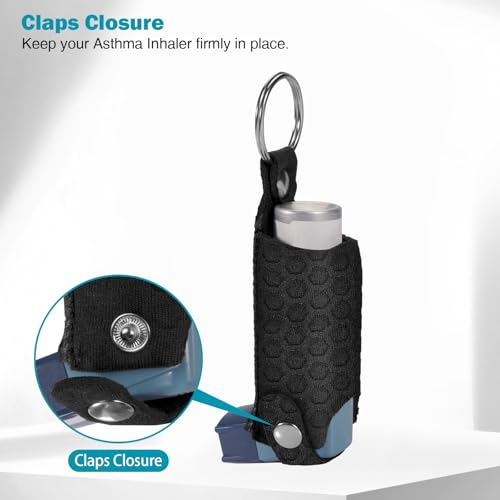 MEDMAX Asthma Inhaler Holder Neoprene Case Holster | Lightweight carry bag with carabiner hook, holder compatible with Ventolin inhaler, (inhaler not included, case only)