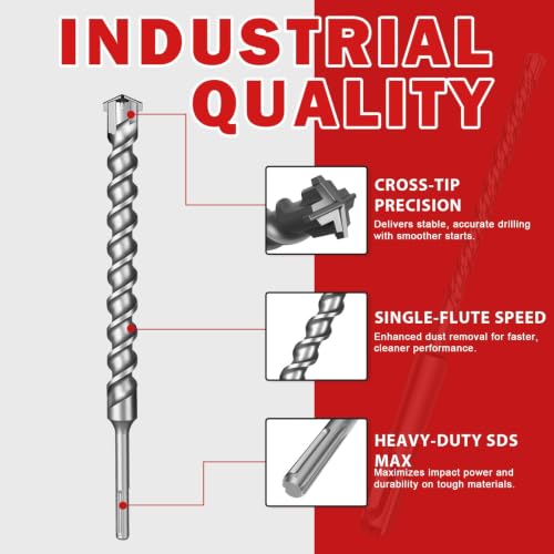 3/4" x 24" SDS Max Hammer Drill Bit, 4-Cutter Concrete Masonry 3/4" x 24"