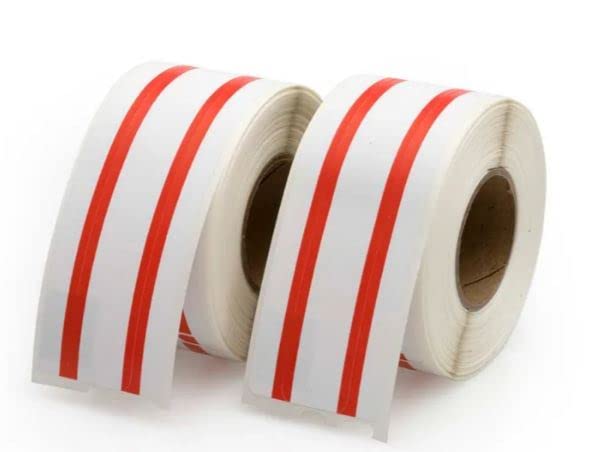 LabelValue Brand LV-SLP-FLR File Labels - Compatible with Seiko Printers - Red Stripe Labels, 2 Rolls Per Pack