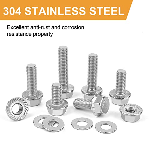 VIGRUE 228PCS M6-1.0 M8-1.25 Flange Bolts Nuts+ 90PCS M8-1.25 Flange Bolts Nuts