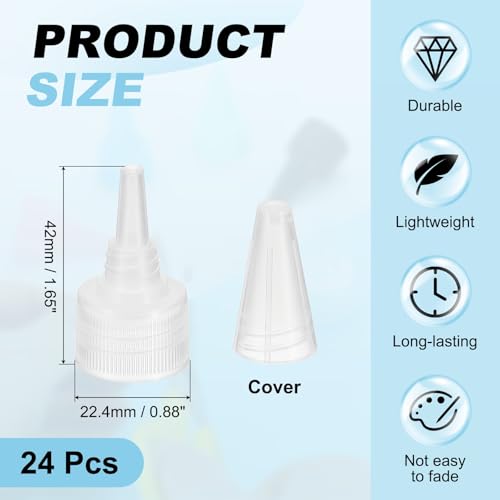 uxcell 24 Pcs Snip Tip Applicator, 0.79" Extra Tips Caps for Glue Replacement Plastic Adhesive Nozzle and Caps Precision Applicator for Glue Bottle Adhesive Tubes Dispensing, Transparent
