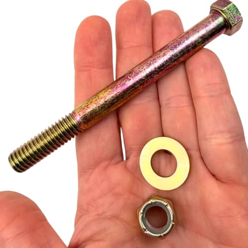 7/16"-14 x 4-1/2" Grade 8 Bolts (10-Pack) – Heavy-Duty Hex Bolts Includes Flat Washers & Nylon Lock Nuts – High-Strength SAE J429 Anti-Vibration 4.5" Coarse Thread Bolts 10 Bolts, Washers, Nuts
