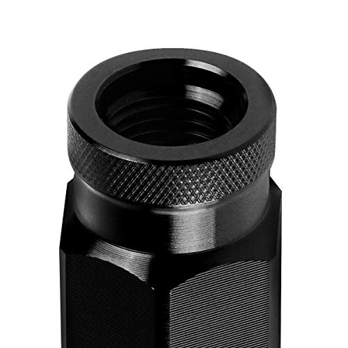 J2 Engineering 7075-T6 Aluminum M12 x 1.25 20Pcs 60mm Tall Open-End Lug Nut w/Adapter Key Black