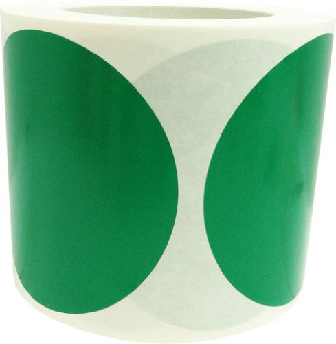 Green Color Coding Labels – 4 Inch Round Circle Dots, 500 Total Adhesive Stickers on a Roll for Inventory, Organization, Warehouse, and Retail – Made in the USA