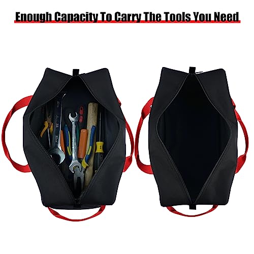 MELOTOUGH Utility Rudded Tool Bag Small Canvas Tool Bag with Zipper Combo Kit-Includes 2 Medium Tool Organizer Bags +16 Inch Tool Bag Canvas Tool Tote Bags with Zipper for Electrician,Plumbing,HVAC
