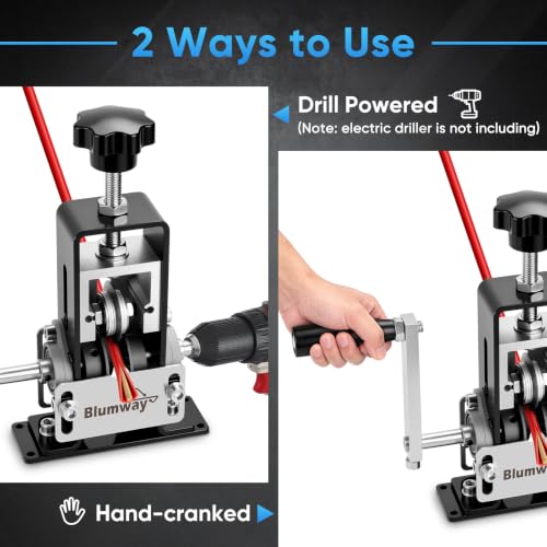 BlumWay Manual Wire Stripping Machine, 0.06-1" Gauge Wire, Drill/Hand Crank