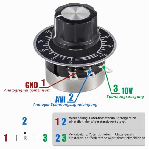 RV24YN20S 10K Ohm Potentiometer Single Turn B103 Taper Rotary Potentiometer 3 Clamps Single Turn Carbon Film Potentiometer Variable Resistors with A03 Knobs and Dial Pack of 2 B103-10K Ohm