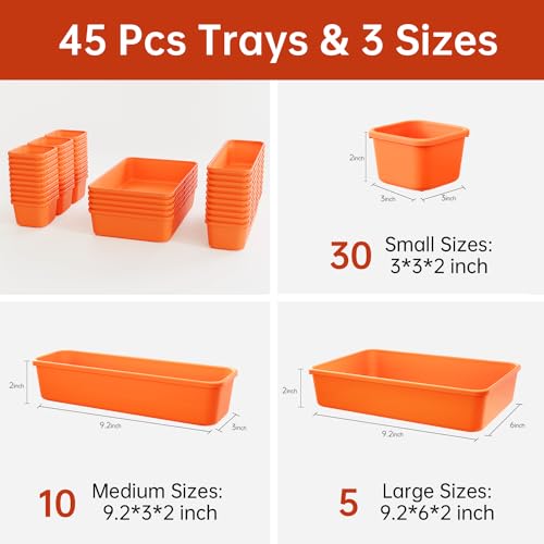 90 Pack Tool Box Organizer Tool Tray Dividers, Toolbox Drawer Organizers Storage Trays for Rolling Tool Chest, Work Bench Cabinet Bins, Parts Screw Nut Bolt Small Tools Organization - Black, Orange