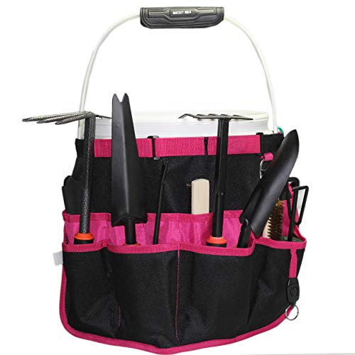 MELOTOUGH 1 PACK Bucket Tool Organizer for Garden Tools Fit 3.5 to 5 Gallon Bucket + 3 PACK Canvas Zipper Tool Pouch Zipper Bag