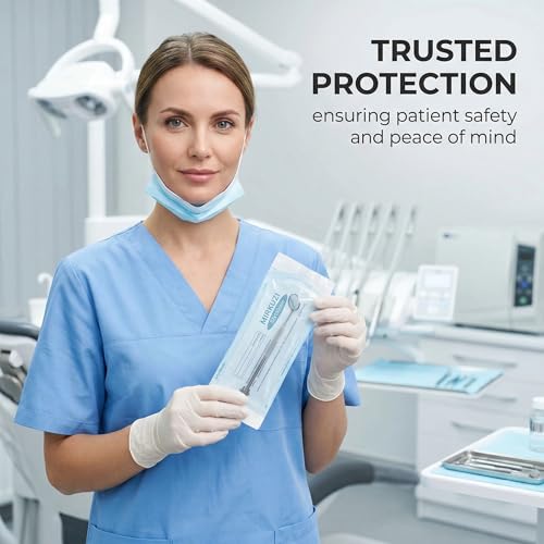 Sterilisation Bags, 110 Sterile PVC Bags, Sterilisation Bags, Self-Sealing Cleaning Bags (57 x 130 mm)