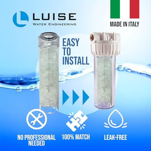 Luise 10"X2.5" Polyphosphate Hard Water Filter Cartridge, Scale Remover from Water Heater and Steamed Iron and,Salt-Free Water Softener for Shower, Sink and Whole House (L514.1000) 10"X2.5" Iron