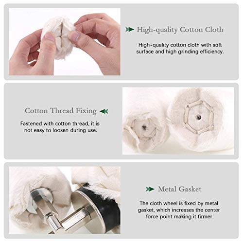 Keadic 18 Pcs 4 Inches Buffing Polishing Wheel Kit with Polish Compound Includes Cone/Column/Mushroom/T-Shaped Wheel Grinding Head with 1/4" Handle,Soft/Fine/Medium/Coarse/Rough Buffer Wheels with 1/2