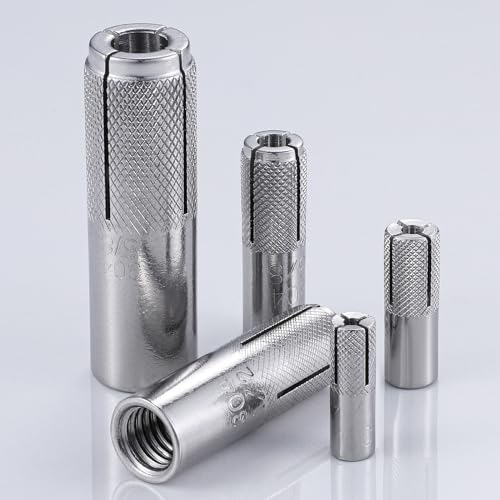 Wensilon(20 pcs) 1/2"-13 Premium Stainless Steel Drop in Anchors Assortment, Knurled Drop-in-Anchor for Solid Concrete, Internal Forced Expansion Screw Bolts SS 20
