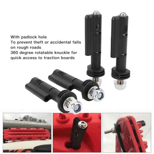 Mounting Pins for Recovery Boards, 4PCS 17mm Traction Boards Mounting Pins with Padlock for MaxTrax MKII Recovery Boards, Mounting Pins Kit Anti Theft Safety Pins Kit