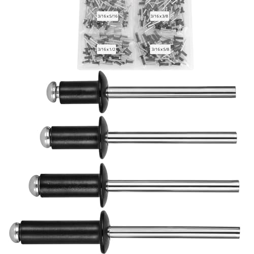ZQZ 680Pcs Stainless Steel Pop Rivets Assortment Kit & 162 Pcs 3/16 Black Pop Rivets Assortment Kit (4 Sizes)