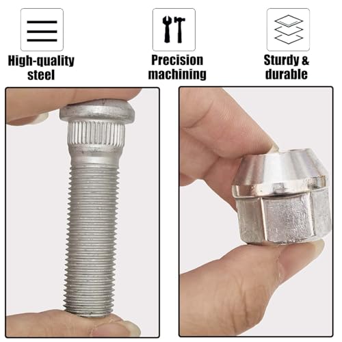 12Sets 1/2-20 Inch Wheel Stud with Nuts for Trailer Compatible with Lippert Axles 3500 lb, Compatible with Dexter Axles 4400 lb with 1/2"-20 UNF Thread Size, Wheel Studs 0.5 Inches