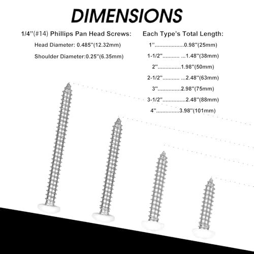 50 PCS #14x3 Stainless Steel Phillips Pan Head Wood Screws,Stainless Steel 18-8 A2(304) Screw,Home Screw Kit by QISHENG #14 x 3 inch 50