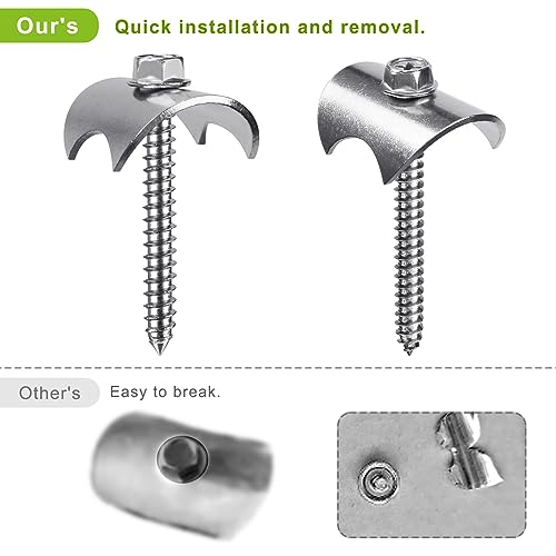 Insaga Fence Staples 304 Stainless Reusable Wire Fence Fastener Nail Screw 1.6" Screw x 100Pcs
