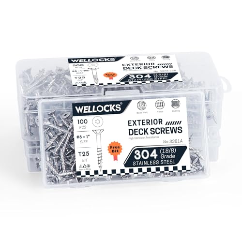 WELLOCKS #8 x 1-1/2 in 304 Stainless Deck Screws, 300 PCS #8×1-1/2"
