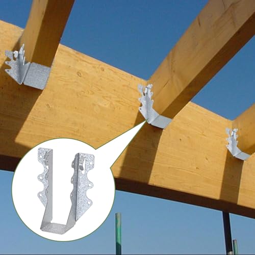 16 PCS 2x6 Steel Joist Hangers, 20 Gauge Galvanized Brackets for Wood 16