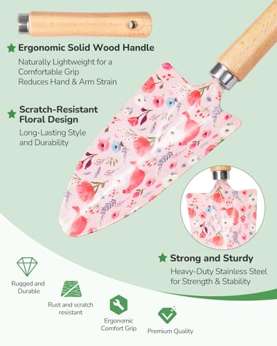 Gardening Tools 9 Piece and 10 Piece Heavy Duty Gardening Tool Set with Flower Organizer, Fashionable and Thoughtful Gifts for Garden Women