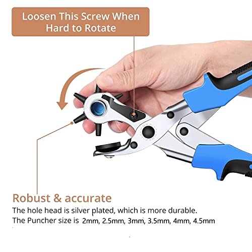 KAMTOP Leather Hole Punch Set, 240 Double Cap Rivets, Punch Pliers Silver