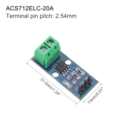 QUARKZMAN ACS712 Current Sensor Module 20A Range Hall Effect Current Sensor Current Measurement AC/DC for Current Detection Pack of 5 | Hall-effect current sensor, for current detection