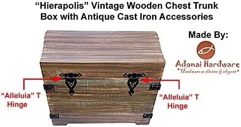 Adonai Hardware Alleluia Antique Cast Iron Vintage Heavy Duty T Hinges (5.3" x 2 Pack, Matte Black) for Barn Doors, Gates, Cabinets, Wardrobes, Sheds, Windows, Wooden Box, Chest and Trunks 5.3 Inch x 2 Pack (T Hinge) Matte Black (Iron)