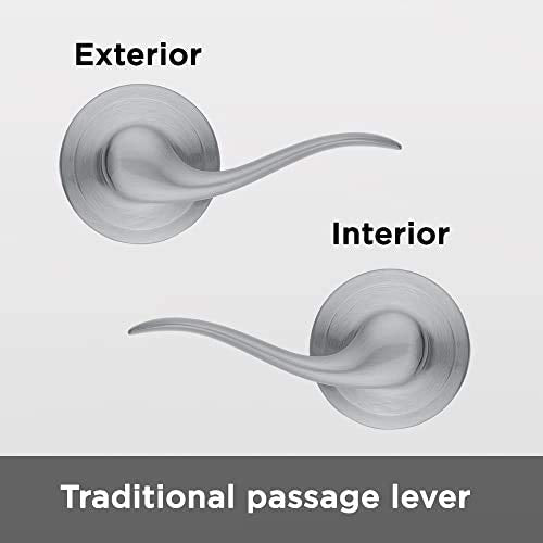 Kwikset Tustin Interior Passage Door Handle, Lever For Closet and Hallway Doors, Reversible Non-Locking Handle Lever, Satin Nickel, with Microban Protection (Pack of 1)