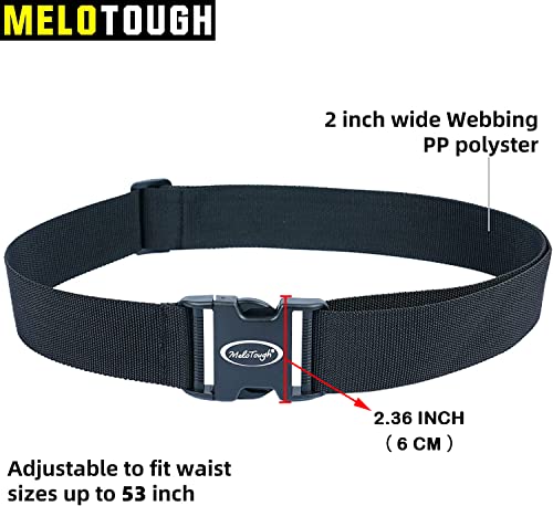 MELOTOUGH 2" Nylon Web Work Tool Belt for Men with Heavy Duty Quick Release Rugged Metal Buckle outdoor men's belt Tool Belts, Tool Web Work Belt Buckle 2" inch Wide belt Black Simple Style（Black）